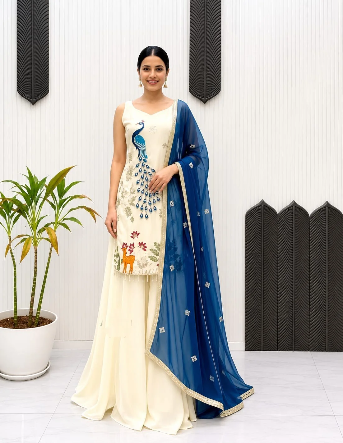 EMBROIDERY WORK WOMEN'S PURE FRENCH CRAPE KURTA SET'S